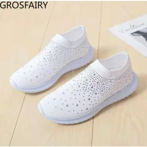 Womens Shoes 2021 Casual Light Shoes Shoes Surface with Diamond Flat Heel Womens Single Shoes Large Size Womens Shoes 43