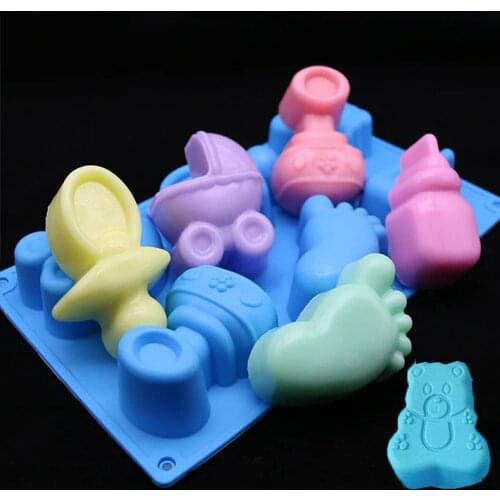 1Pcs Cake Mold Silicone Baby Car Foot Bear Bottle Mould Jelly Pudding Chocolate Cake Decorat Cake Kitchen Bakeware Tools JU0057