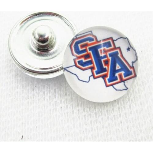 10pcs Stephen F. Austin Lumberjacks snap buttons Glass 18mm Sport snap buttons Diy Snaps Jewelry Bracelet&bangles Charms