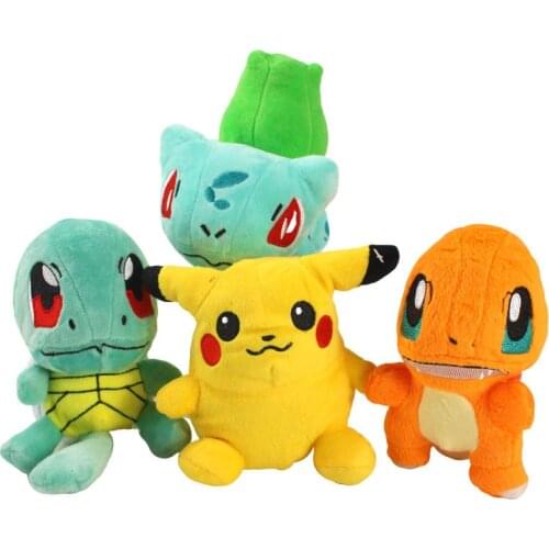 100Pieces 15cm Anime Cartoon Pikachu Bulbasaur Charmander Squirtle Stuffed Plush Toys Animals Stuffed Soft Dolls