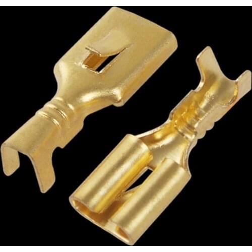 100pcs/200pcs H62 brass 4.8 barbed plug spring DJ621-E4.8A crimped 0.2-0.75mm2, thickness 0.35mm terminal switch wire connector