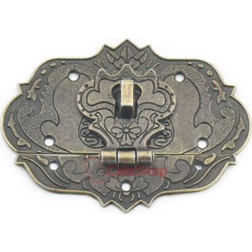 2 pcs / Lot Flower Latch Hook Lock Catch Box Wooden 86mm x 64mm Trunk Suitcase Decorative Jewelry Gift Hasp Furniture Screws