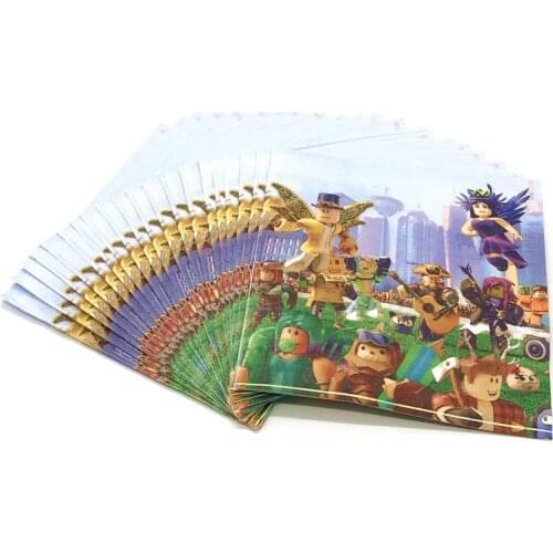 20pcs/lot Legoing City Theme Napkins Cartoon Kids Birthday Party Decoration Supplies 16*16cm Disposable Tableware Napkins Supply