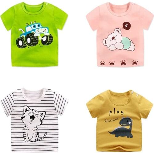 2021 Summer Fashion Unisex Cartoon T-shirts Baby Boys Girls Shorts Sleeve Tees Tops Toddler Kids Cotton T Shirts Infant Clothing
