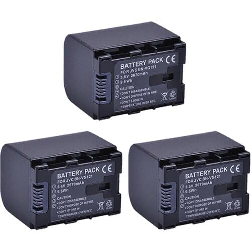 3pc 2670mAh BN-VG121 VG121 BNVG121 Batteries for JVC GZ-HD620 GZ-HD500 GZ-HM320 GZ-HM550 GZ-HM860 GZ-HM960 GZ-HM9