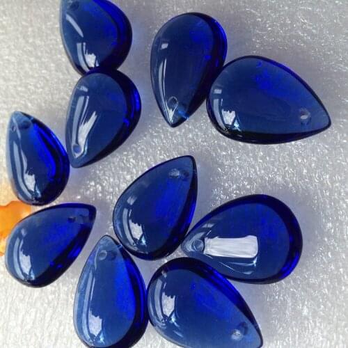30pcs/lot Wholesale price 22*18mm Nice Crystal Blue Glass Smooth Water Drop Pendants DIY Christmas tree Decor home wedding