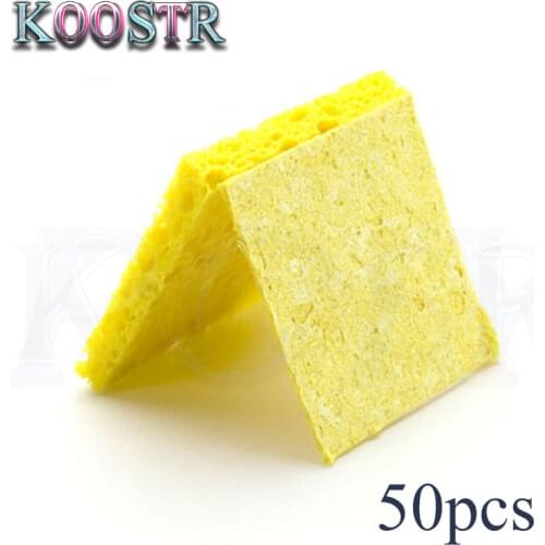 4cm*6cm*4cm 50pcs High Temperature Enduring Condense Electric Welding Soldering Iron Cleaning Sponge YellowHot New Arri