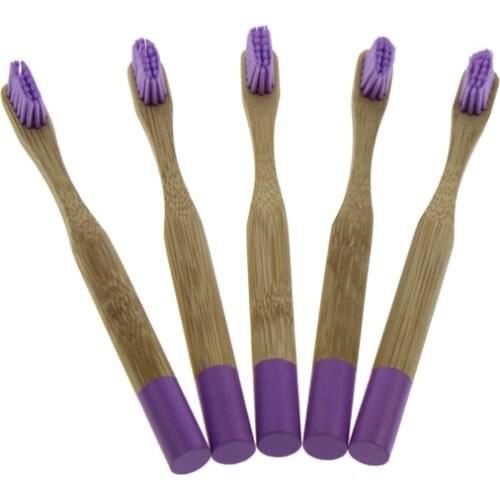 5Pcs/Set Purple Handle Environmentally Eco Friendly Travel Home Hotel Kid Child Oral Care Clean Tool Bamboo Toothbrushes Kit
