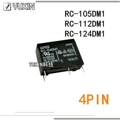 5PCS/LOT 100%Original&New Relay RC-105DM1 RC-112DM1 RC-124DM1 RC 105DM1 5V 12V 24V 4PIN 5A