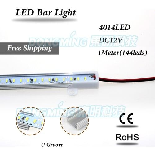Aluminium U/V profile 1m LED hard luces strip 144leds 12v LED bar light smd 4014 kitchen jewelry showcase cold/white