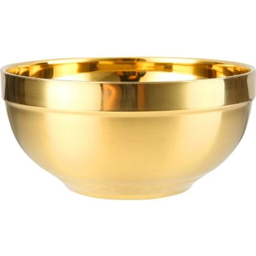 304 Stainless Steel Gold Bowl Thickened Double Layer Heat Insulation Kitchen Cooking Tools Home Garden