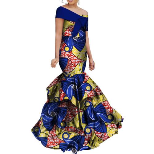 2021 Dashiki African Print Dresses for Women Bazin Riche Ankara Print Long Evening Dresses African Clothing Tutu Dresses WY3940