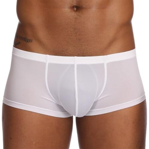 Ice Silk Breathable Slip Boxers Men Ultra-thin Soft Underwear Man Solid Panties Male Pure Shorts Homme Lingeries Calzoncillos