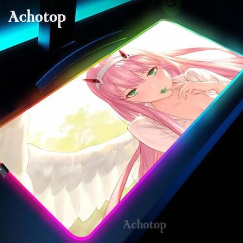 Zero Two RGB Mouse Pad Gaming Mouse Pad Computer Large Mousepad Backlit XXL Mouse Pads LED Gamer Mause Carpet 900x400 Desk Mat