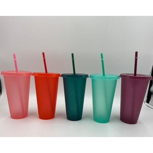 Creative Straw Cup Sequined Glitter Cup Colorful Coffee Juice Straw Mug Simple Cute Net Red Plastic Bottom Outdoor Portable Cup