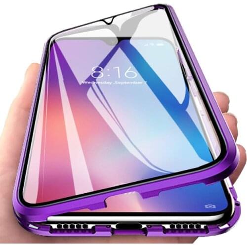 Magnetic Metal Bumper Case For OPPO A91 A31 A5 2020 Realme C3 C11 C15 6 Pro Cover Double-Sided Glass Funda OPPO A5 A9 2020 Case