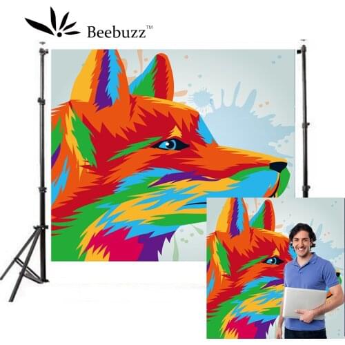 Cartoon Colorful Fox Head Photography Backgdrop Cartoon Pattern Background Photography Studio Props