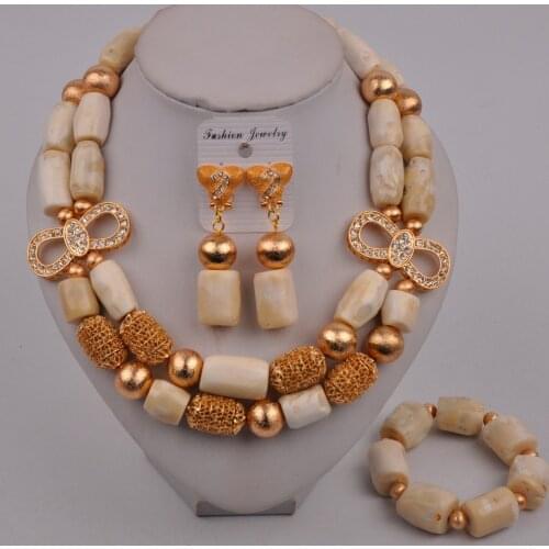 Fashion White Coral Necklace Jewelry Set African Wedding Beads Nigerian Bridal Jewelry Sets 321-J1