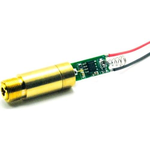 30mW 532nm Green Dot Laser Diode Module w 12x35mm Brass Housing & Glass Lens & APC Driver