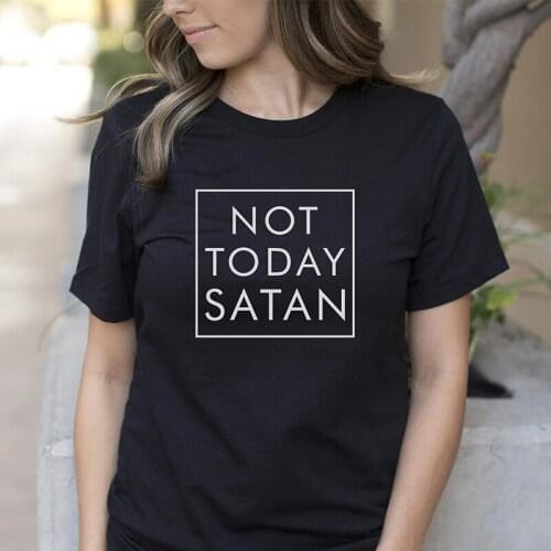 Not Today Satan Funny Christmas Women T-Shirt 90s Aesthetic Cotton Fashion Graphic Female Clothing O Neck Short Sleeve Girl Tees