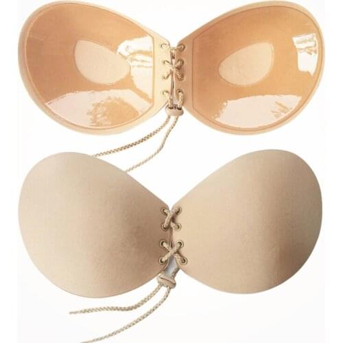 Invisible Silicone Bra, Strapless Backless Seamless Push up Self Adhesive Reusable Bra