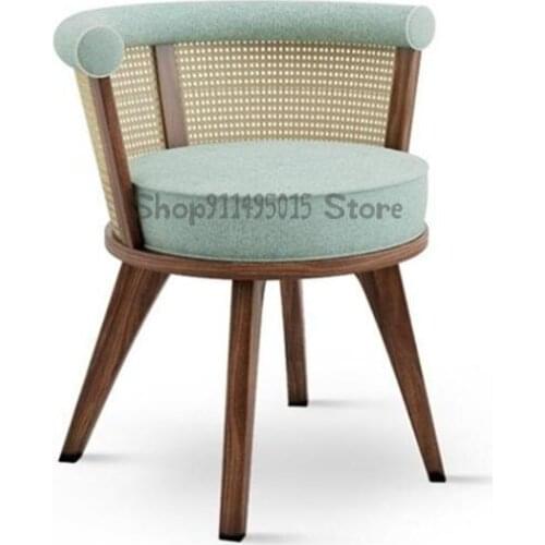 New Chinese Solid Wood Rattan Chair Retro Leisure Backrest Home Dining Chair Desk Chair Homestay Hotel Cafe Chair