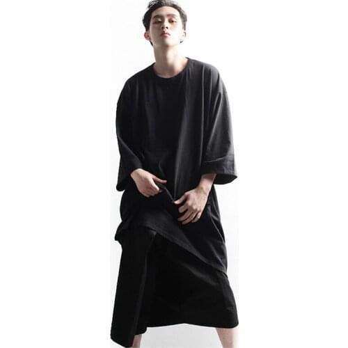 Solid color short sleeve t-shirt mens loose bottomed shirt casual crew neck new summer