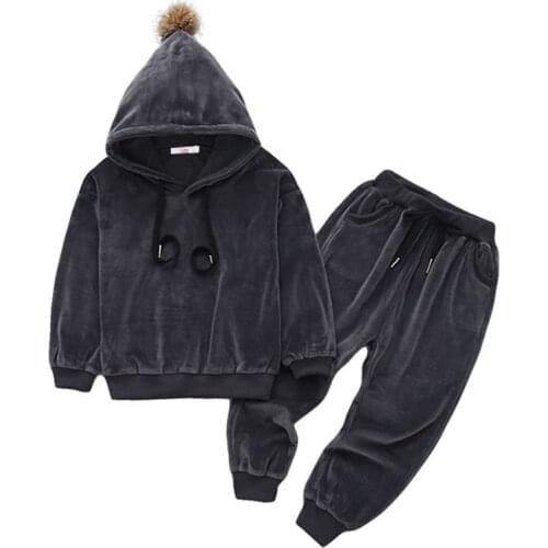 2020 Autumn Children Clothing Sets Winter Toddler Boys Clothes Velvet Hoodies Kids Tracksuit Sport Suit For Girls Clothes Outfit