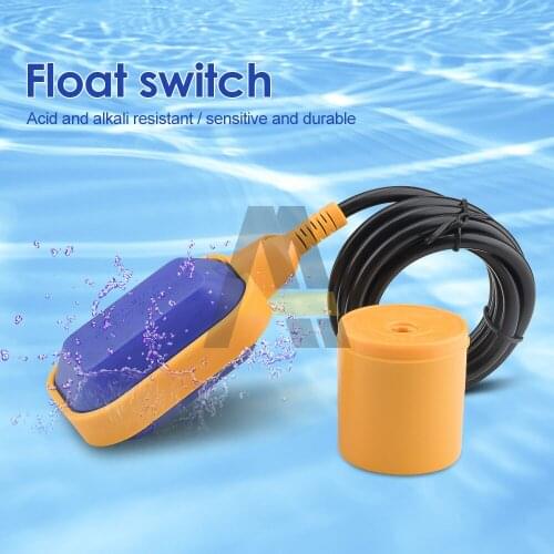 Float Switch Water Level Controller Sensor 1m 2m 3m 4m 5m Square Cable Type 250V~380V Blue Yellow Color Float Switch
