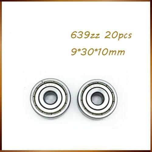 Free shipping 639ZZ bearing 9*30*10(mm) ABEC 5 bearing 20pcs Metal Sealed Mini Bearing 639 639Z 639 ZZ chrome steel bearings