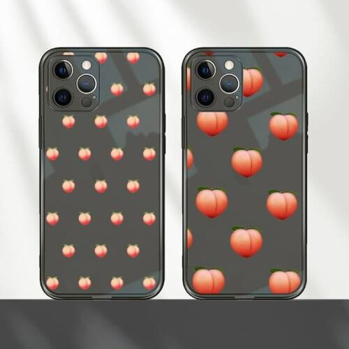 Delicious Summer day Peache Phone Case For iPhone 12 11 8 7 mini pro X XS XR MAX Plus Black Transparent Cover