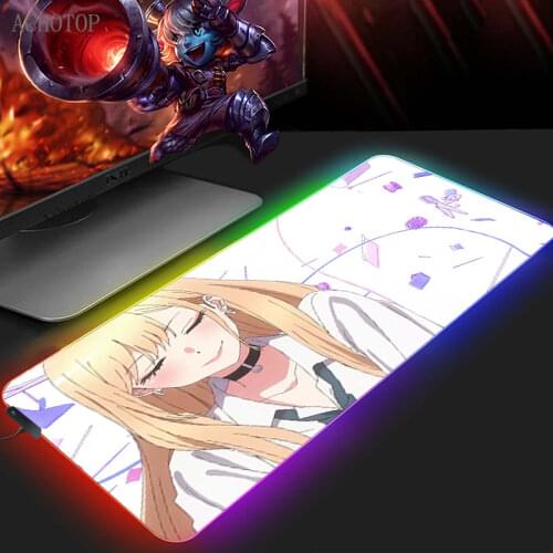 Zero Two Darling In The Franxx RGB Large Gaming Mouse Pad XXL Glowing Led Extended Mousepad Rubber Computer Keyboard Desk Mat