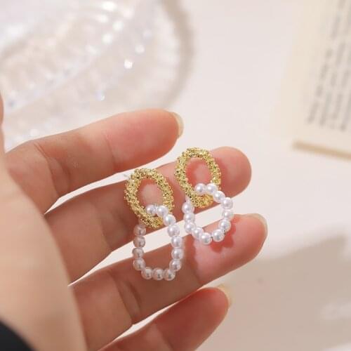 S925 Silver Needle Korean Fashion Advanced Sense Simulation Pearl Summer New Personality Niche Design Earrings Jewelry