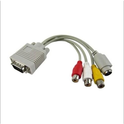 PC VGA SVGA Male to 3 RCA 4 Pin S-video Female HDTV Cable cord adapter NEW