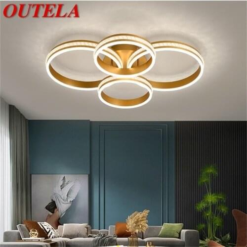 OUTELA Nordic Gold Ceiling Lights Fixtures Modern Luxury Round Lamps LED Home For Living Room