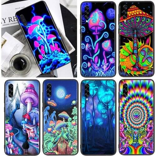 Weird Trippy Mushroom for Samsung Galaxy A90 A80 A70 A60 A50 A40 M30 A20E A2Core A10S A10E Soft Black Phone Case