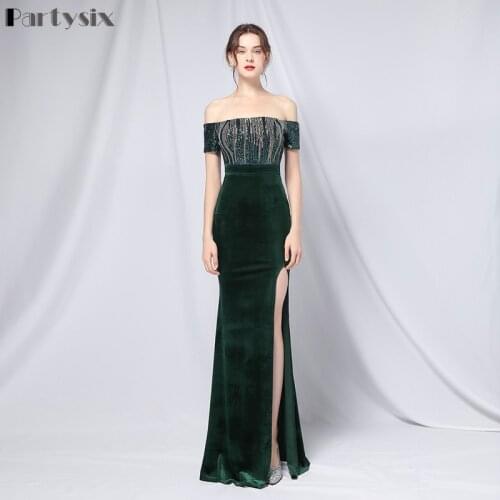 Partysix 2021 Summer Sexy Bra Evening Party Dress Sequin Maxi Off Shoulder Bodycon Elegant Wedding Women Long Prom Dresses Gold