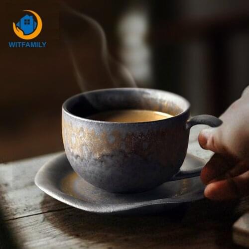 Japanese Retro Tea Cups Porcelain Coffee Tea Cup Vintage Household Water Mug Black Tazas Ceramica Latte Cups Teacup Stoneware