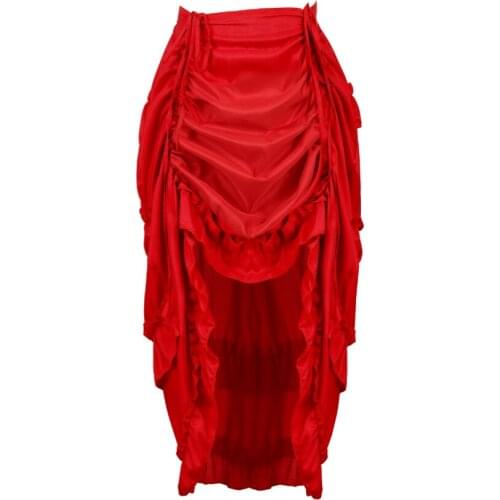Women Irregular High Low Shirring Pleated Multilayer Maxi Long Skirt Gothic Steampunk Corset Skirts Halloween Costume Plus Size