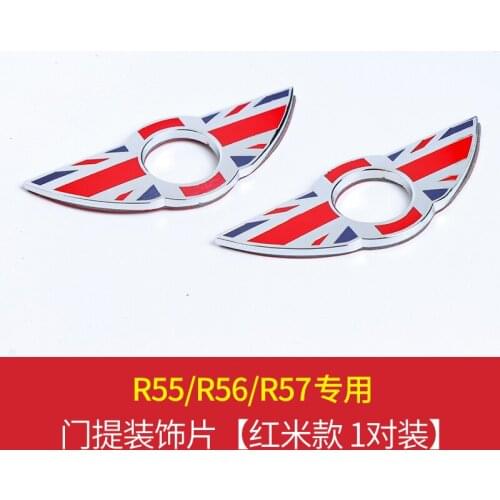 1Pair Auto Min Door Handle Decals Refit Red Union Jack for Min Car Refit Car Accessories for R55 R56 R57
