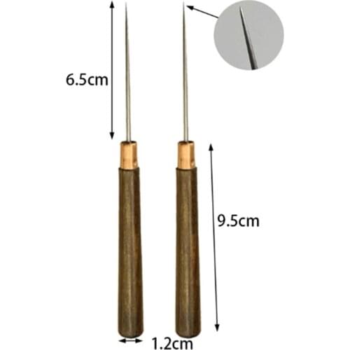 1Pc Durable Professional Leather Wood Handle Awl Tools For Leather craft Stitching Sewing Hand Tools Accessories Fast Delivery