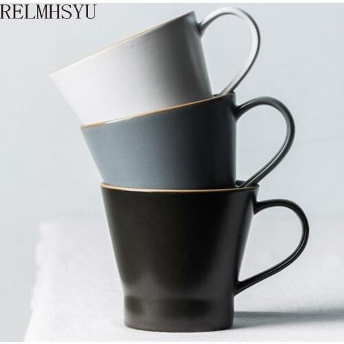 1PC RELMHSYU 300ml Nordic Style Breakfast Milk Juice Cup Ceramic Couple Water Coffee Cup Drinkware