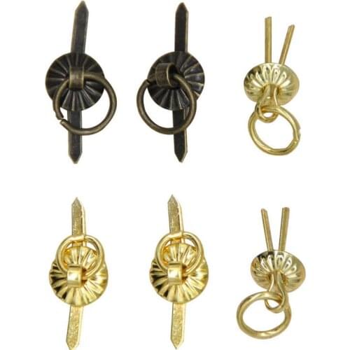 10pcs/lot Vintage Iron Ring Pin Knobs Golden Antique Bronze Cabinet Door Cupboard Drawer Wardrobe Pull Handle Furniture Hardware