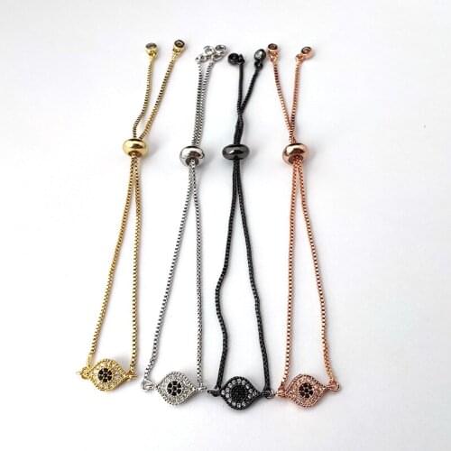 10 Pcs Micro Pave Shiny Cubic Zircon CZ Eye Connector Bracelet for Women girl Charm Fashion jewelry Gift BG309