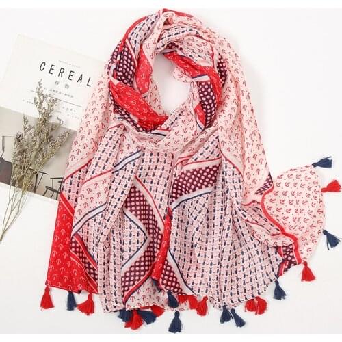 2021 Fashion Cotton Printed Scarf Shawls Women Muslim Hijabs Head Wraps Newest Plaid Tassels Scarves Large Size Bandana Stoles
