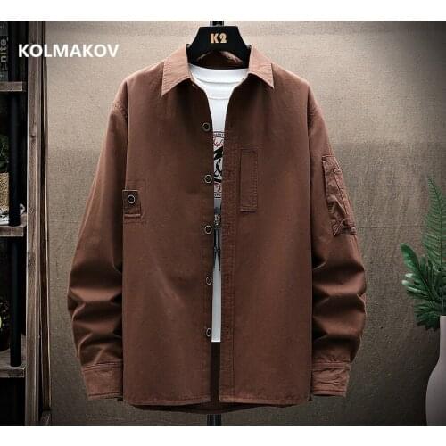 2021 spring safari style Mens fashion Multiple pockets Shirts long Sleeve Casual Shirt,Mens Cotton Shirt Men size M-4XL CY069