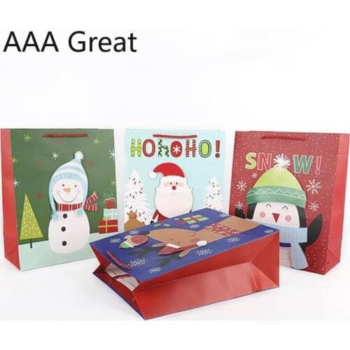 48Pcs/Lot Kraft Paper Gift Bag With Handle Christmas Festival Jewelry Bags Wedding Birthday Party Gift Package Wrapping Supplies