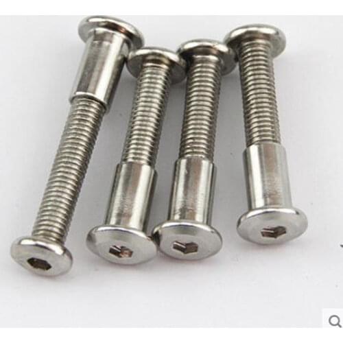 10 sets m6*80 teel with nickel hex drive male and female connector screw kitchen furniture cabinet connectors