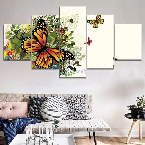 5d Diy Diamond Painting Colorful Butterfly Wall Art Handmade Cross Stitch 5 Pcs Picture Animal Full Round Drill Embroidery Gifts