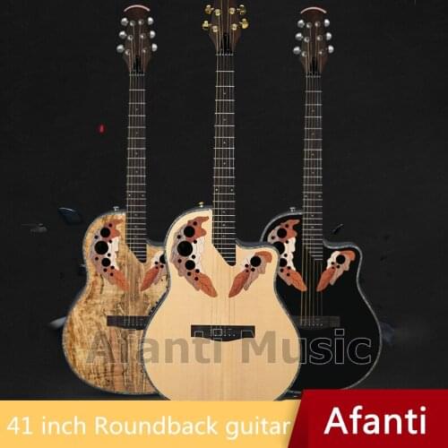 Afanti Music 41 inch Solid Spruce top Roundback Acoustic guitar (ANT-925)